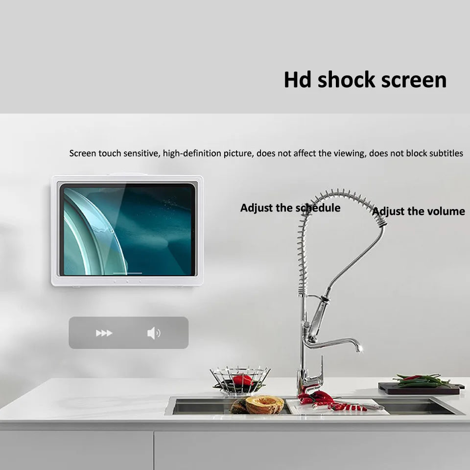 Home Wall Mounted Tablet Case Waterproof Shower Sealing Storage Box Self-Adhesive Holder Touch Screen Bathroom Kitchen for Ipad