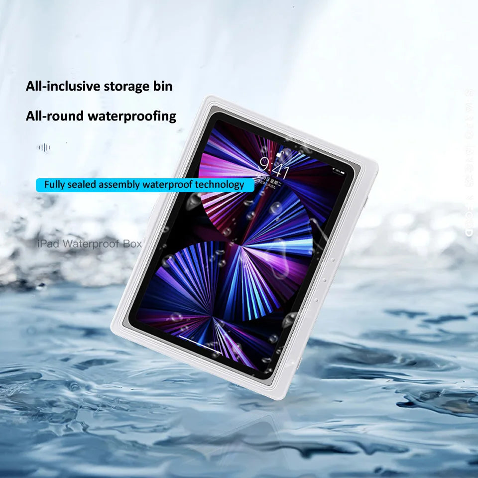 Home Wall Mounted Tablet Case Waterproof Shower Sealing Storage Box Self-Adhesive Holder Touch Screen Bathroom Kitchen for Ipad